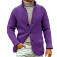 thumbnail image 1 of CharmCyan Men Knitted Cardigan Shawl Collar Button Down Long Sleeve Chunky Sweater Casual Warm Outerwear with Pockets Purple 2XL, 1 of 2