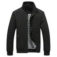 thumbnail image 1 of CharmCyan Men Lightweight Stand Collar Casual Jacket Windproof Bomber Jacket with Zipper Closure and Plaid Lining for Daily Wear Black L, 1 of 2