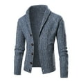 thumbnail image 1 of CharmCyan Men Shawl Collar Cable Knit Cardigan Button Down Sweater Classic Long Sleeve Soft Knitwear for Autumn Winter Casual Office Layering Navy M, 1 of 2