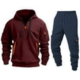thumbnail image 1 of CharmCyan Men’s 2-Piece Hoodie and Jogger Sweatpants Set, Casual Athletic Tracksuit with Zip Pockets, Soft Fleece Lining, Comfortable Fit Deep Red L, 1 of 2