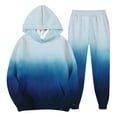 thumbnail image 1 of CharmCyan Men's Casual And Personalized Printed Long-sleeved Hooded Sweatshirt, Men's Sports Sweatshirt And Sweatpants Two-piece Set Blue L, 1 of 2