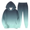 thumbnail image 1 of CharmCyan Men's Casual And Personalized Printed Long-sleeved Hooded Sweatshirt, Men's Sports Sweatshirt And Sweatpants Two-piece Set Light Green L, 1 of 2