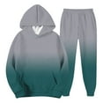 thumbnail image 1 of CharmCyan Men's Casual And Personalized Printed Long-sleeved Hooded Sweatshirt, Men's Sports Sweatshirt And Sweatpants Two-piece Set Turquoise 2XL, 1 of 2