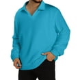 thumbnail image 1 of CharmCyan Men's Casual Collared Long-Sleeve Knit Base Layer Top Cyan L, 1 of 2