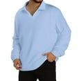 thumbnail image 1 of CharmCyan Men's Casual Collared Long-Sleeve Knit Base Layer Top Sky Blue 3XL, 1 of 2