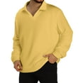 thumbnail image 1 of CharmCyan Men's Casual Collared Long-Sleeve Knit Base Layer Top Yellow M, 1 of 2