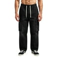 thumbnail image 1 of CharmCyan Men’s Loose Fit Denim Cargo Pants, Drawstring Waist, Multi-Pocket, Casual Streetwear Jeans for Everyday Comfort Black 2XL, 1 of 1