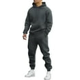 thumbnail image 1 of CharmCyan Men's Casual Sports Solid Color Hooded Sweatshirt Pullover, Long Sleeved Pants Set Dark Gray 2XL, 1 of 2