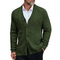 thumbnail image 1 of CharmCyan Men's Classic Cable Knit Cardigan Sweater with Button Down Closure and Shawl Collar for Business Casual Wear Army Green L, 1 of 2