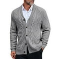 thumbnail image 1 of CharmCyan Men's Classic Cable Knit Cardigan Sweater with Button Down Closure and Shawl Collar for Business Casual Wear Gray M, 1 of 2