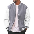 thumbnail image 1 of CharmCyan Men's Classic Varsity Baseball Jacket, Red and White Letterman Bomber, Casual Sportswear, Button Closure, Comfortable Fit Gray S, 1 of 1