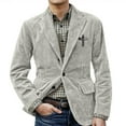 thumbnail image 1 of CharmCyan Men's Corduroy Blazer Casual Fit Two Button Closure Classic Lapel Collar Cross Print Patchwork Jacket Gray 3XL, 1 of 2