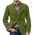 thumbnail image 1 of CharmCyan Men's Corduroy Blazer with USA Letter Print and Star Pattern Single Breasted Casual Jacket for Everyday Wear Green 3XL, 1 of 2