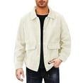 thumbnail image 1 of CharmCyan Men's Corduroy Jacket Casual Button Down Collared Outerwear Long Sleeve Relaxed Fit Utility Pockets Classic Design Khaki XL, 1 of 8