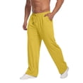 thumbnail image 1 of CharmCyan Men's Drawstring Waist Relaxed Fit Lounge Pants with Pockets Soft Jersey Knit Straight Leg Sleepwear Bottoms Yellow L, 1 of 2