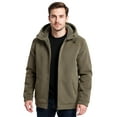 thumbnail image 1 of CharmCyan Men's Full Zip Hooded Jacket with Sherpa Lining Warmth for Outdoor Activities and Everyday Comfort Wear Khaki M, 1 of 1