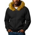 thumbnail image 1 of CharmCyan Men’s Full Zip Hoodie with Faux Fur Trim Hood Casual Warm Long Sleeve Sweatshirt Comfortable Outerwear Jacket Black L, 1 of 1