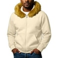 thumbnail image 1 of CharmCyan Men’s Full Zip Hoodie with Faux Fur Trim Hood Casual Warm Long Sleeve Sweatshirt Comfortable Outerwear Jacket Khaki XL, 1 of 1
