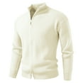 thumbnail image 1 of CharmCyan Men’s Full Zip Knitted Cardigan Sweater High Neck Ribbed Design Warm Casual Outerwear Comfortable Fit Durable Material Beige L, 1 of 1