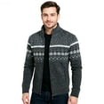 thumbnail image 1 of CharmCyan Men’s Full Zip Knitted Sweater with Stand Collar and Geometric Pattern for Comfortable Everyday Wear Dark Gray L, 1 of 1