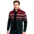 thumbnail image 1 of CharmCyan Men’s Full Zip Knitted Sweater with Stand Collar and Geometric Pattern for Comfortable Everyday Wear Wine 3XL, 1 of 2
