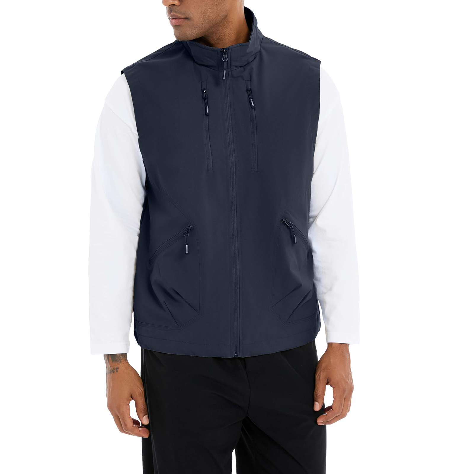 WIDE SLEEVED CAGE VEST COLLAR SHIRT PLEATED TROUSERS