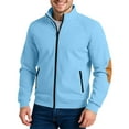 thumbnail image 1 of CharmCyan Men's Full Zip Stand Collar Lightweight Jacket with Elbow Patch Casual Outerwear for Everyday Comfort and Style Sky Blue 2XL, 1 of 1