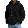 thumbnail image 1 of CharmCyan Men’s Hooded Pullover Sweater with Textured Cable Knit Pattern Drawstring Hood Kangaroo Pocket Long Sleeves Casual Fit Black L, 1 of 2