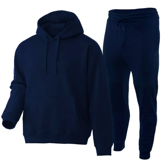CharmCyan Men’s Hooded Sweatshirt and Jogger Sweatpants Set Pullover Hoodie and Drawstring Pants Two Piece Outfit Tracksuit for Casual Wear Navy 3XL