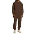 thumbnail image 1 of CharmCyan Men’s Hoodie and Sweatpants Set Pullover Long Sleeve Hooded Top with Drawstring Waist Jogger Pants Casual Tracksuit Outfit Brown 3XL, 1 of 2