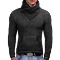 thumbnail image 1 of CharmCyan Men’s Knitted Pullover Sweater with Asymmetric Zipper Collar Casual Long Sleeve Slim Fit Pullover for Autumn Winter Dark Gray 3XL, 1 of 2