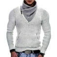 thumbnail image 1 of CharmCyan Men’s Knitted Pullover Sweater with Asymmetric Zipper Collar Casual Long Sleeve Slim Fit Pullover for Autumn Winter White 2XL, 1 of 2