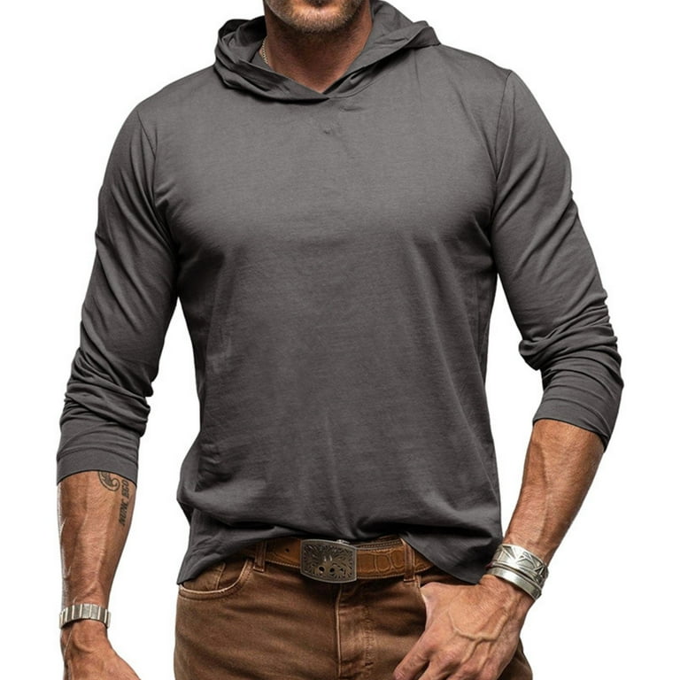 CharmCyan Men's Lightweight Long Sleeve Hooded T-Shirt, Casual