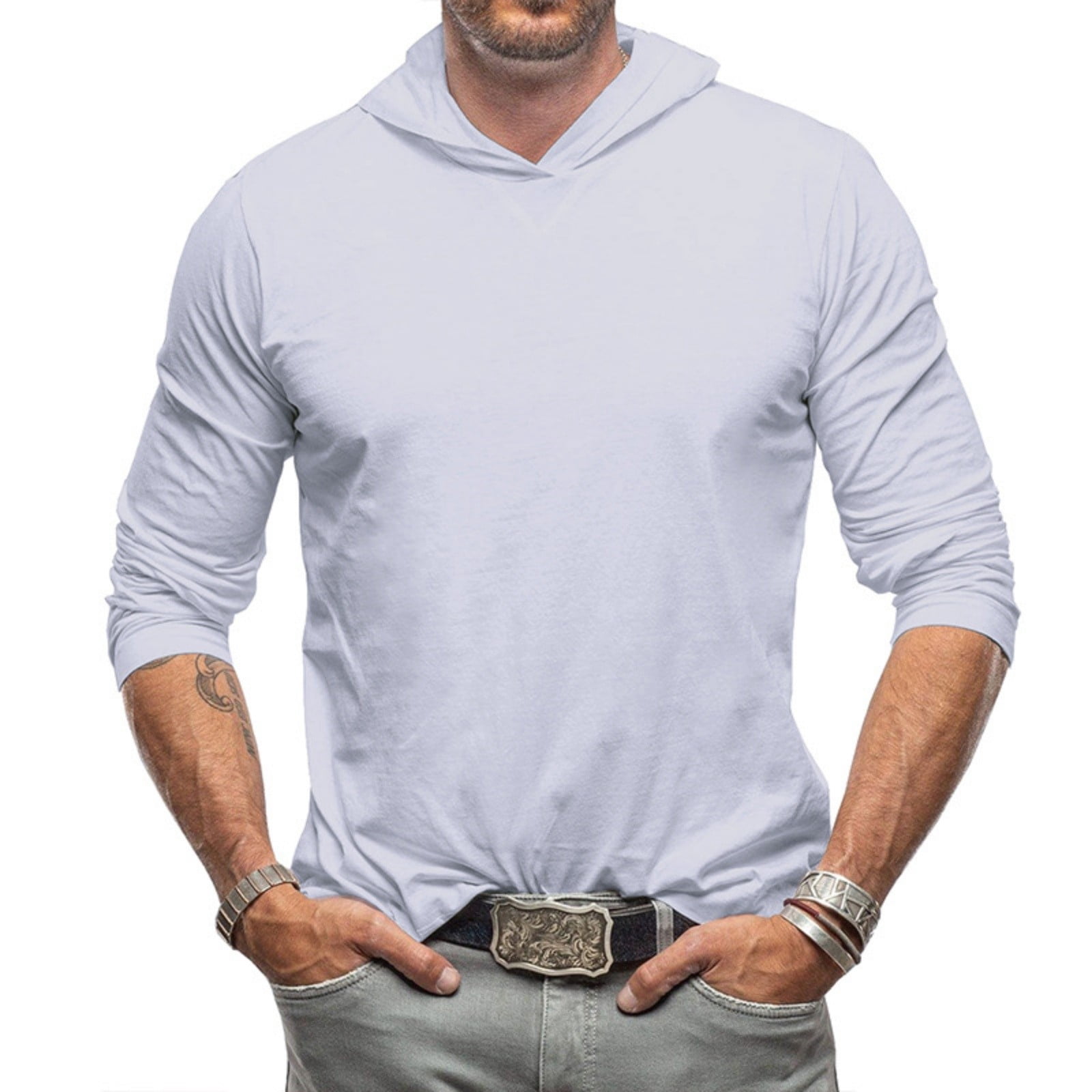 Hooded Straight Fit Long Sleeve Shirt