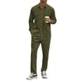thumbnail image 1 of CharmCyan Men’s Long Sleeve Button Down Shirt and Straight Leg Pants Set Casual Relaxed Fit Two Piece Outfit with Chest Pockets Army Green L, 1 of 2