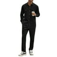 thumbnail image 1 of CharmCyan Men’s Long Sleeve Button Down Shirt and Straight Leg Pants Set Casual Relaxed Fit Two Piece Outfit with Chest Pockets Black 2XL, 1 of 2