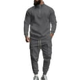 thumbnail image 1 of CharmCyan Men’s Long Sleeve Half Zip Pullover Sweatshirt and Cargo Jogger Pants Set Athletic Fit Casual Two Piece Outfit Tracksuit Dark Gray M, 1 of 1
