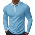 thumbnail image 1 of CharmCyan Men’s Long Sleeve Polo Shirt, Classic Solid Color Lightweight Breathable Casual Slim Fit Golf Top for Business or Daily Wear Light Blue 3XL, 1 of 2