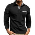 thumbnail image 1 of CharmCyan Men's Long Sleeve Polo Shirt with Plaid Collar and Chest Pocket Casual Slim Fit Pullover for Everyday Wear Black XL, 1 of 4