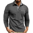 thumbnail image 1 of CharmCyan Men's Long Sleeve Polo Shirt with Plaid Collar and Chest Pocket Casual Slim Fit Pullover for Everyday Wear Gray M, 1 of 2