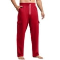 thumbnail image 1 of CharmCyan Men's Loose Casual Multi-pocket Work Pants, Youth Stretch Waist Drawstring Pants Red M, 1 of 2