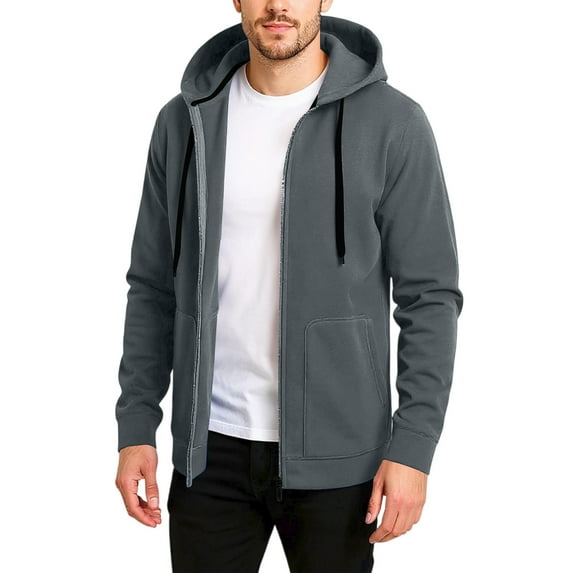 CharmCyan Men's Loose Leisure Hooded Hood Hoodie Gray L