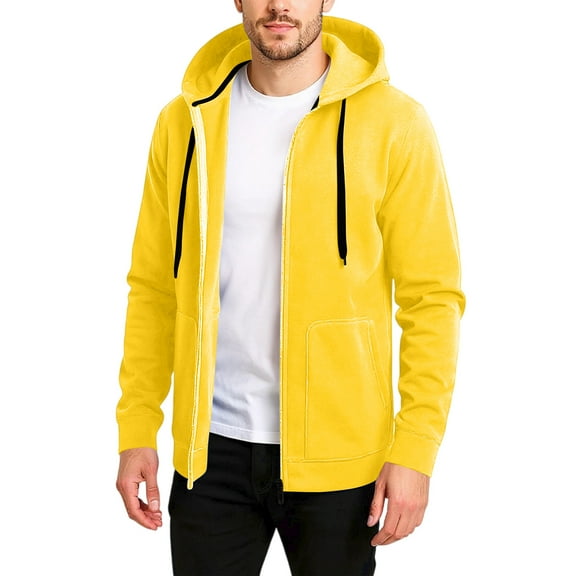 CharmCyan Men's Loose Leisure Hooded Hood Hoodie Yellow L
