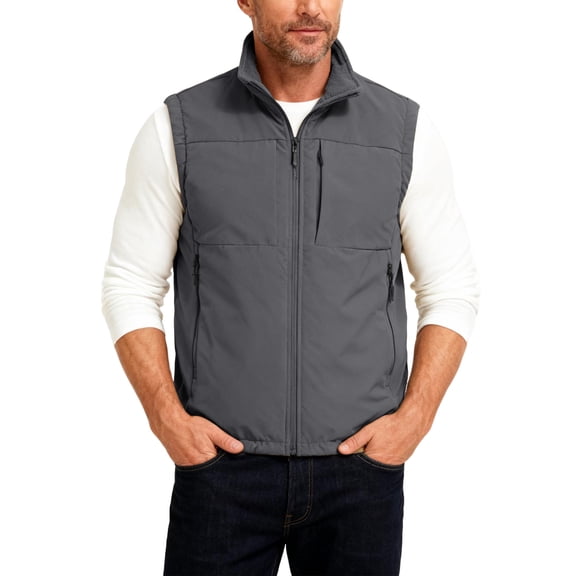CharmCyan Men's Outdoor Fishing Vest, Lightweight Sleeveless Practical Workwear, With Added Fleece Suitable For Winter, Double-sided Wearable Gray L