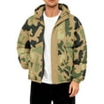 thumbnail image 1 of CharmCyan Men's Hooded Puffer Jacket with Camouflage Print Full Zip Closure Water Resistant Outerwear Casual Fit Winter Coat Khaki 3XL, 1 of 2