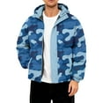 thumbnail image 1 of CharmCyan Men’s Hooded Puffer Jacket with Camouflage Print Full Zip Front Warm Quilted Outerwear with Elastic Cuffs Royal Blue 4XL, 1 of 2