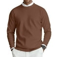 thumbnail image 1 of CharmCyan Men's Round Neck Long Sleeve Ribbed Knit Pullover Brown M, 1 of 2