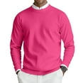 thumbnail image 1 of CharmCyan Men's Round Neck Long Sleeve Ribbed Knit Pullover Hot Pink L, 1 of 7