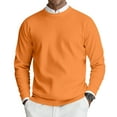 thumbnail image 1 of CharmCyan Men's Round Neck Long Sleeve Ribbed Knit Pullover Orange L, 1 of 2