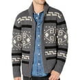 thumbnail image 1 of CharmCyan Men's Shawl Collar Cardigan Sweater with Geometric Pattern Knit Zip Up Front and Long Sleeves for Casual Wear Gray L, 1 of 2